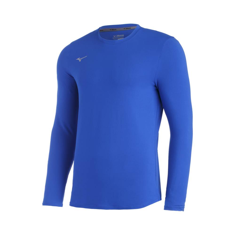 Mizuno Comp Diamond Long Sleeve Crew Férfi Futópóló Királykék YQA317529